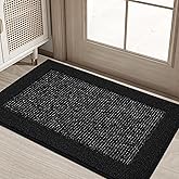 BEQHAUSE Indoor Door Mat 20" x 32", Dirt Trapper Door Mats Non-Slip Entryway Rugs Washable, Resist Dirt Absorbent Welcome Mat, Low Profile Floor Mats for Front Back Door and Entryway, Black
