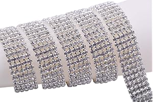 KAOYOO 5 Rows 1 Yard 4MM Crystal Rhinestone Close Chain Trim for Sewing Craft,DIY Decoration