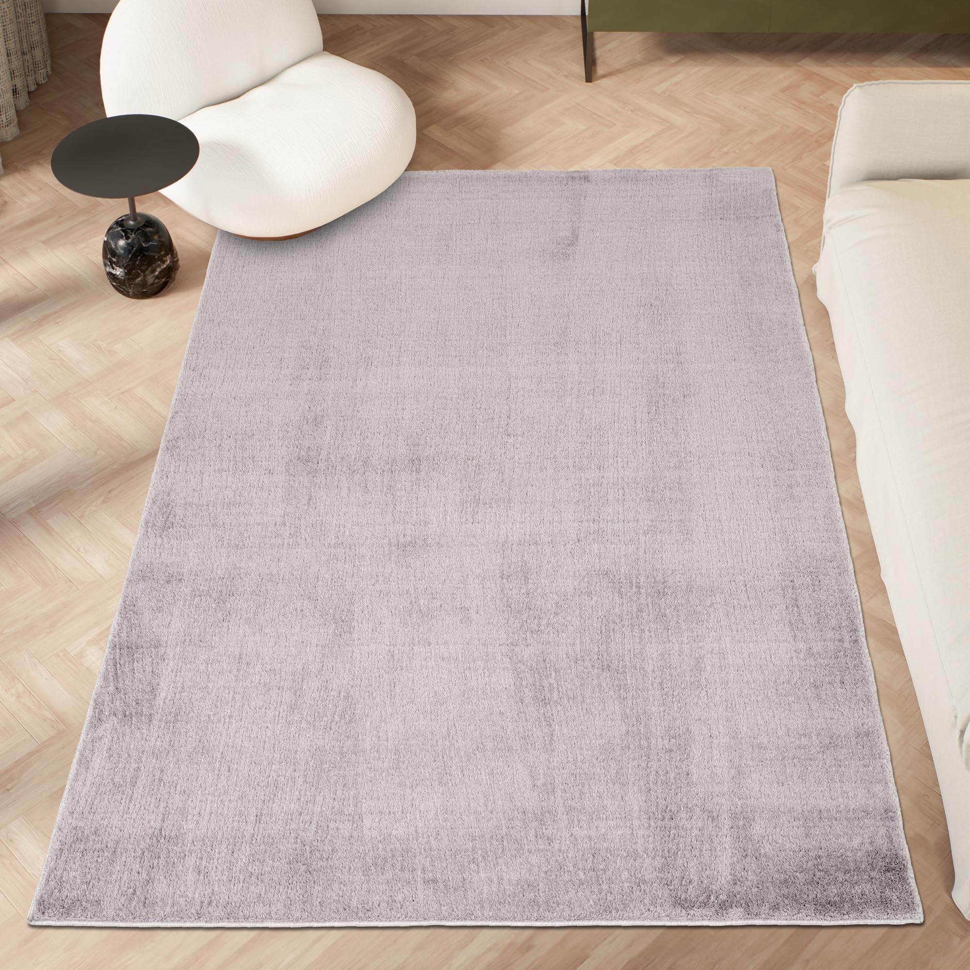 homeart Area Rugs – Soft, Short Pile Monochrome Carpets - Anti-Slip Backing, Machine Washable, Modern Fluffy Rugs for Living Room, Bedroom, Kitchen, Enterance - Grey, 60x110 cm