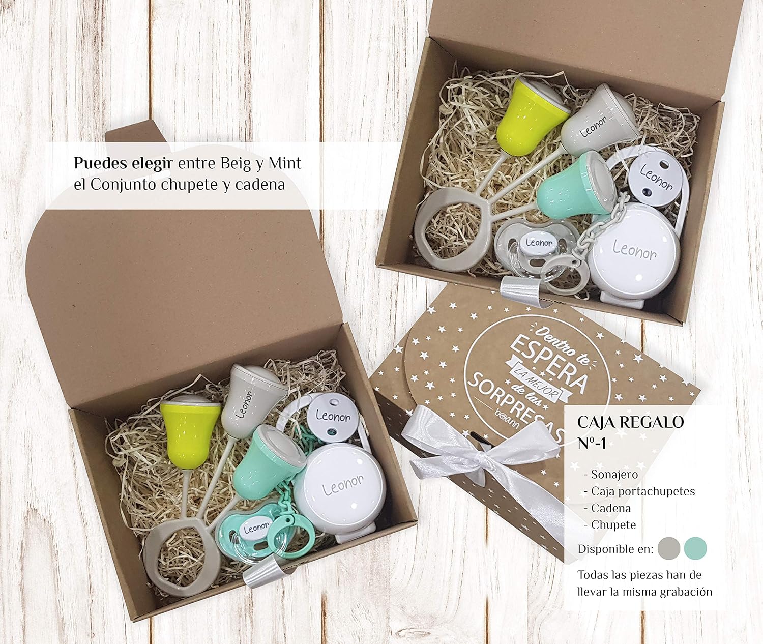 Caja Regalo Productos Personalizados 1 Mint (SE PUEDE ELEGIR NOMBRE): Amazon.es: Bebé