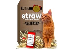 FIEND Wheat Straw for Cat Shelter Bedding 8 Quarts (1.5 lbs) Fresh Raw USA Wheatstraw from Local Washington State Farm and Bonus 8g Catnip with Silvervine – Box Stuffed for Outdoor Feral or Indoor Pet Hay
