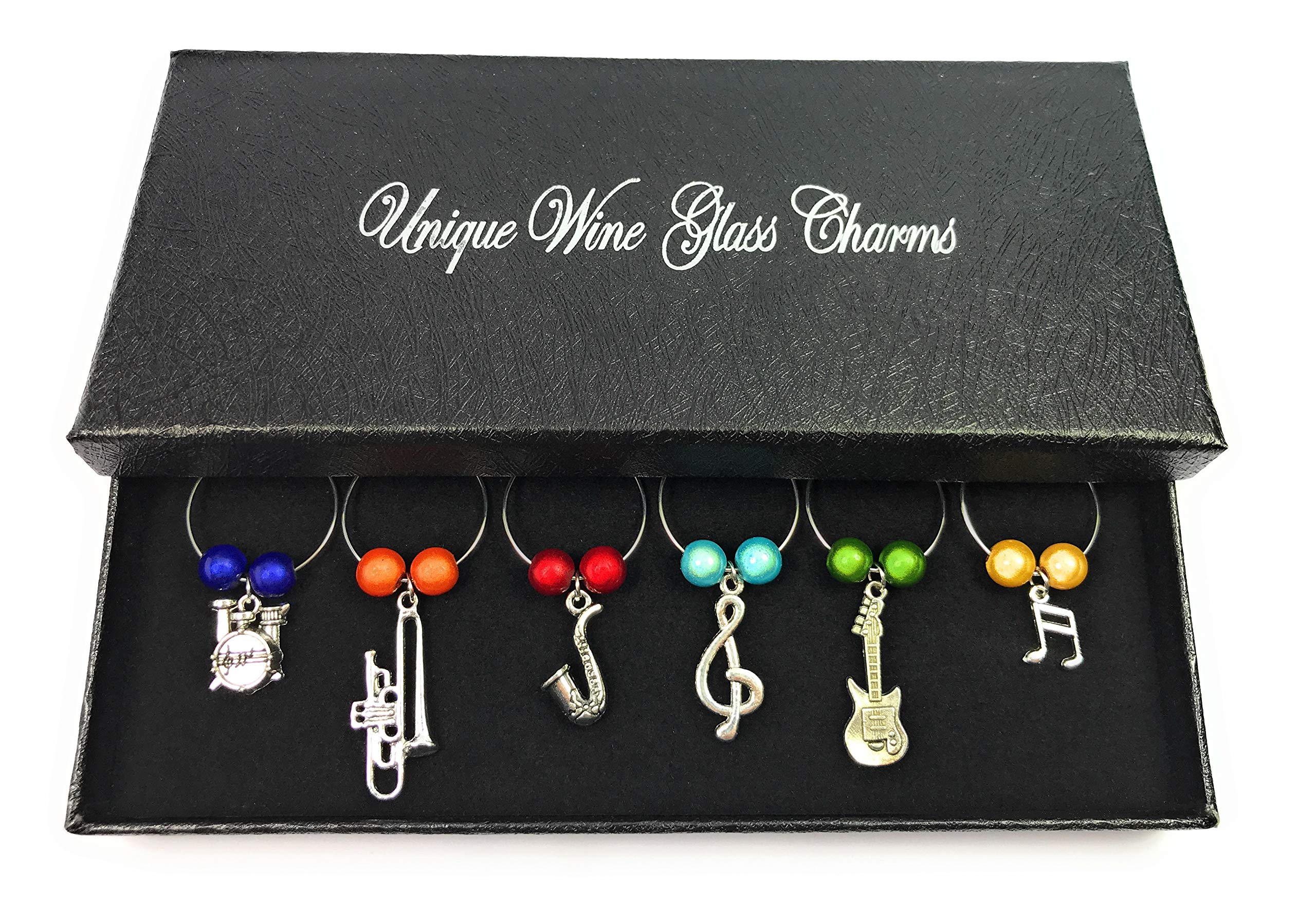 Libby's Market Place Music Wine Glass Charms with Gift Box