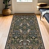 Large Entryway Rugs Indoor - 3x5 Washable Rugs for Kitchen Bedroom Beside Bed Door Mat Indoor Entrance with Moody Woodland Flowers, Non Slip Stain Resistant Low Pile