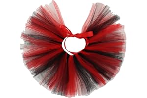 Pawpatu Handcrafted Black and Red Football Team Spirit Mesh Tutu Skirt for Dogs