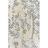 Oriental Weavers Bowen Area Rug - 108W2-5'3" x 7'6" - in Grey/Gold - Casual Floral, Stain Resistant, Family and Pet Friendly,
