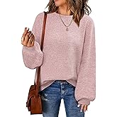 NIeyook Pink Sweaters for Women 2025 Fall Oversized Sweater Womens Cute Slouchy Pull Over Sweaters Long Sleeve Casual Knit Jumper Tops XS