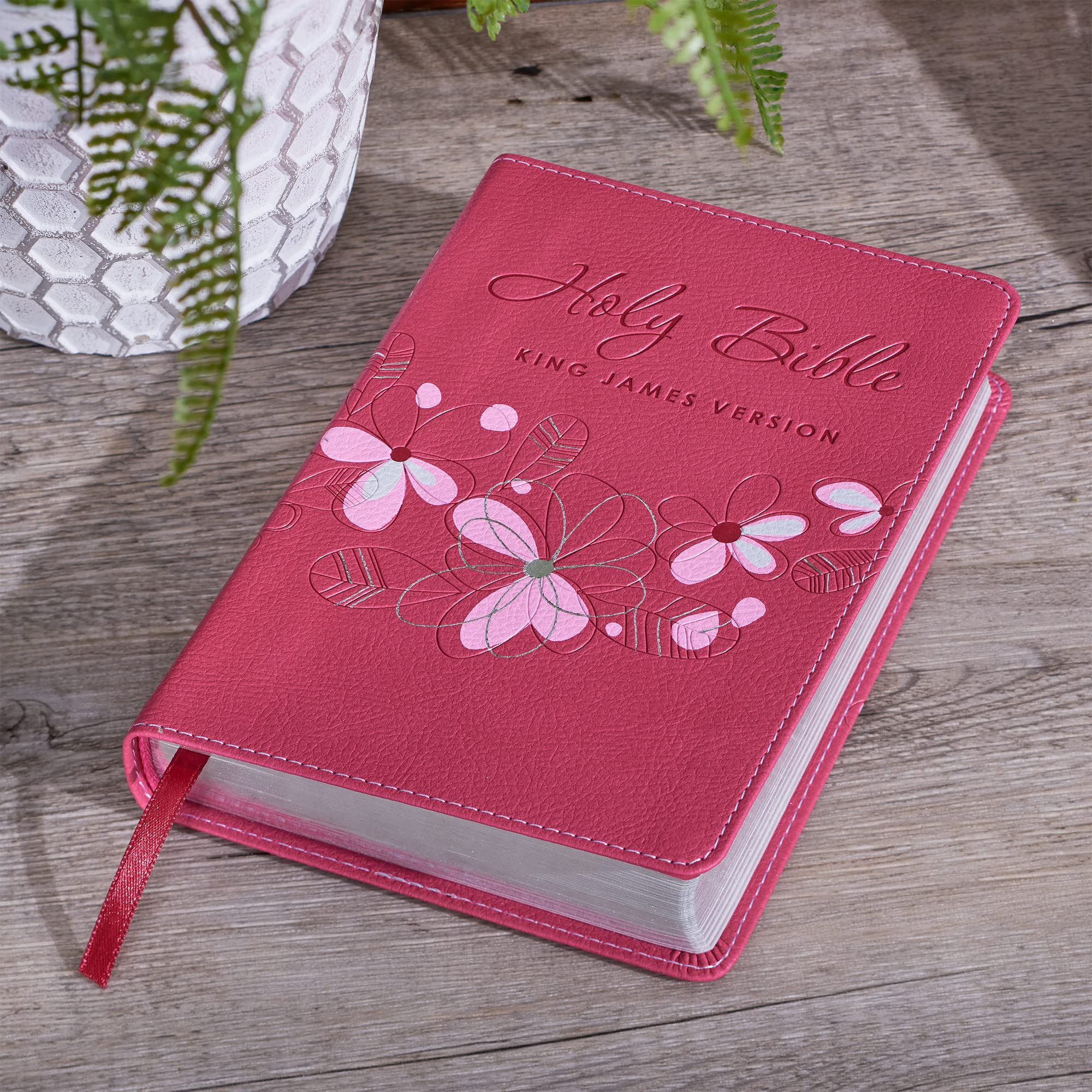 KJV Holy Bible, Compact Faux Leather Red Letter Edition - Ribbon Marker, King James Version, Pink (KJV Compact Editions) KJV Holy Bible, Compact Faux Leather Red Letter Edition - Ribbon Marker, King James Version, Pink (KJV Compact Editions) Imitation Leather