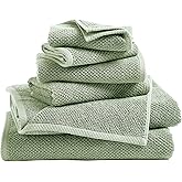 Great Bay Home 100% Cotton 6 Piece Towel Set - Absorbent, Quick-Drying, Durable Bath Towels for Bathroom Decor - Low-Twist, Two-Ply Fibers (Eucalyptus)
