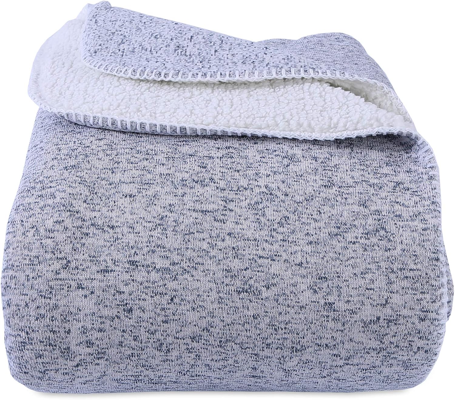 Berkshire Blanket Soft Sweater Knit Reversible Bed Blanket, Full/Queen, Cadet Blue