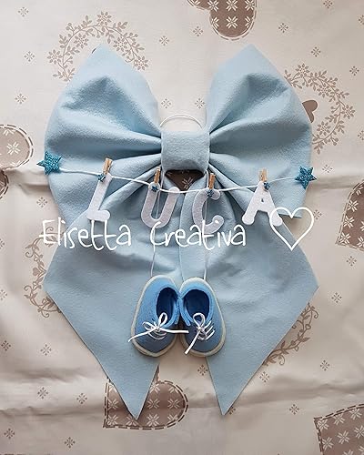Fiocco Nascita Con Scarpine E Nome Bimbo O Bimba In Feltro