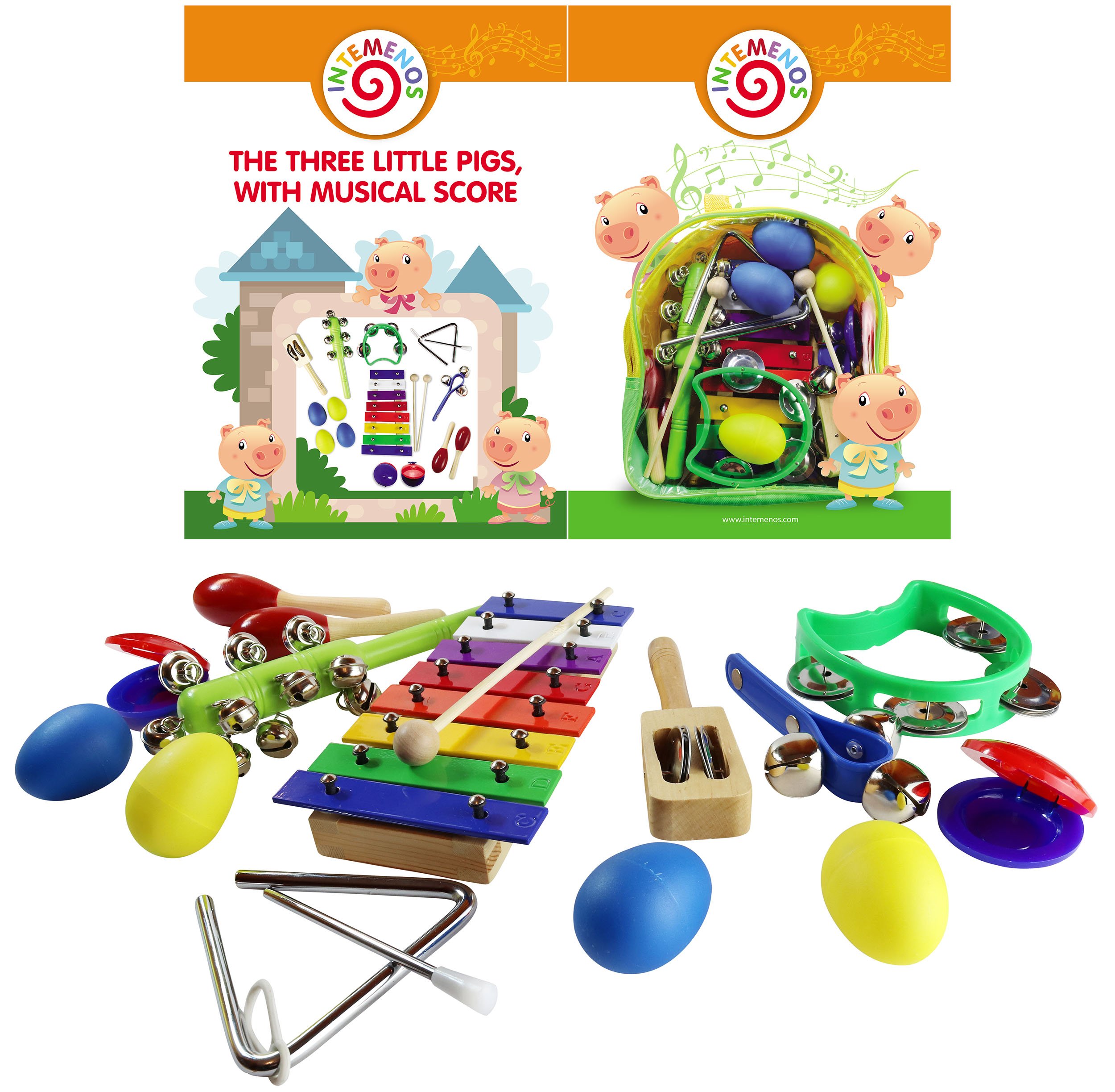 Kids Musical Toy Instruments Set with Xylophone 14 pcs Musical Toys Set in a Backpack