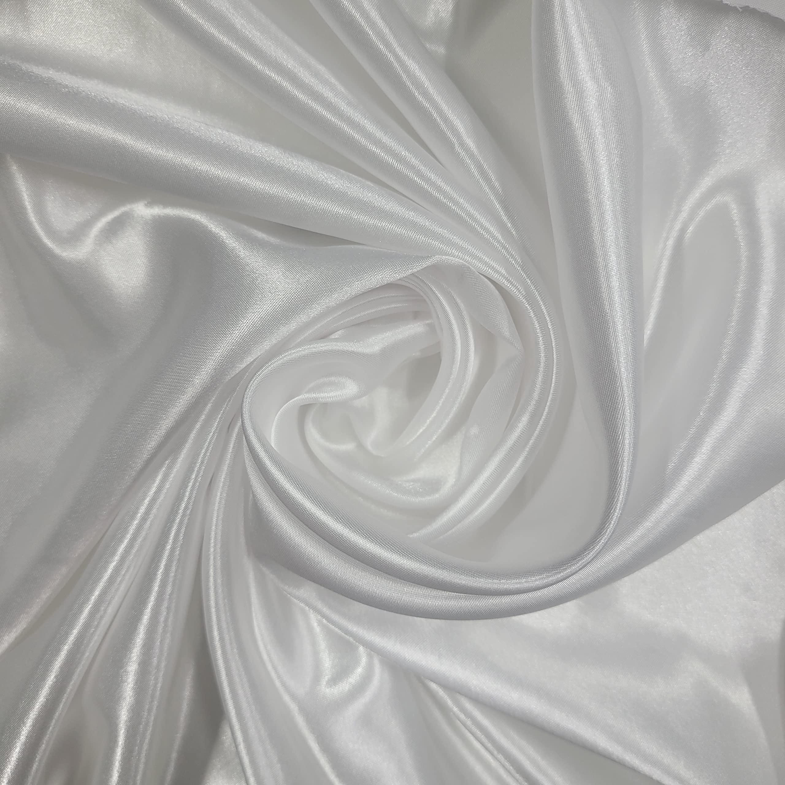 58"/150cm Wide Plain Poly Silk Satin Fabric (Available in 20+ Colours & Various Lengths) (White, 1 Meter (PRE Cut)) — image 1