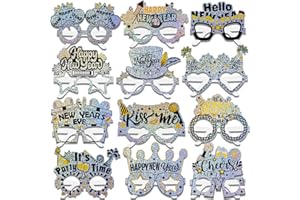 HOWAF Glitter Happy New Year Glasses 2026 for New Year's Eve's Party Supplies 2026, 2026 Happy New Year Glasses, News Years Party Decorations Eyeglasses, Laser Silver Shining Glittery Effects,24pcs