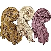 IDOLPET 3 Packs Cotton Hemp Shawl Wrap Long Head Neck Scarf for Women and Men Lightweight Four Season Use