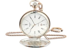 Tissot unisex-adult Savonnette Brass Pocket Watch Rose Gold & Silver T8624102901300