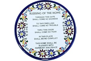 Holy Land Market Jewish Prayer Home Blessing Ceramic Decorative Dinner or Hanging Display Plate - Asfour Outlet Trademark (8.5)