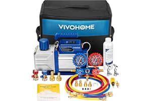 VIVOHOME 110V 1/4 HP 3.5CFM Single Stage HVAC Vacuum Pump and AC Manifold Gauge Kit, Sparkless Motor for R32 R1234yf R454B R134a R22 R410a Systems, Automotive Air Conditioner Maintenance