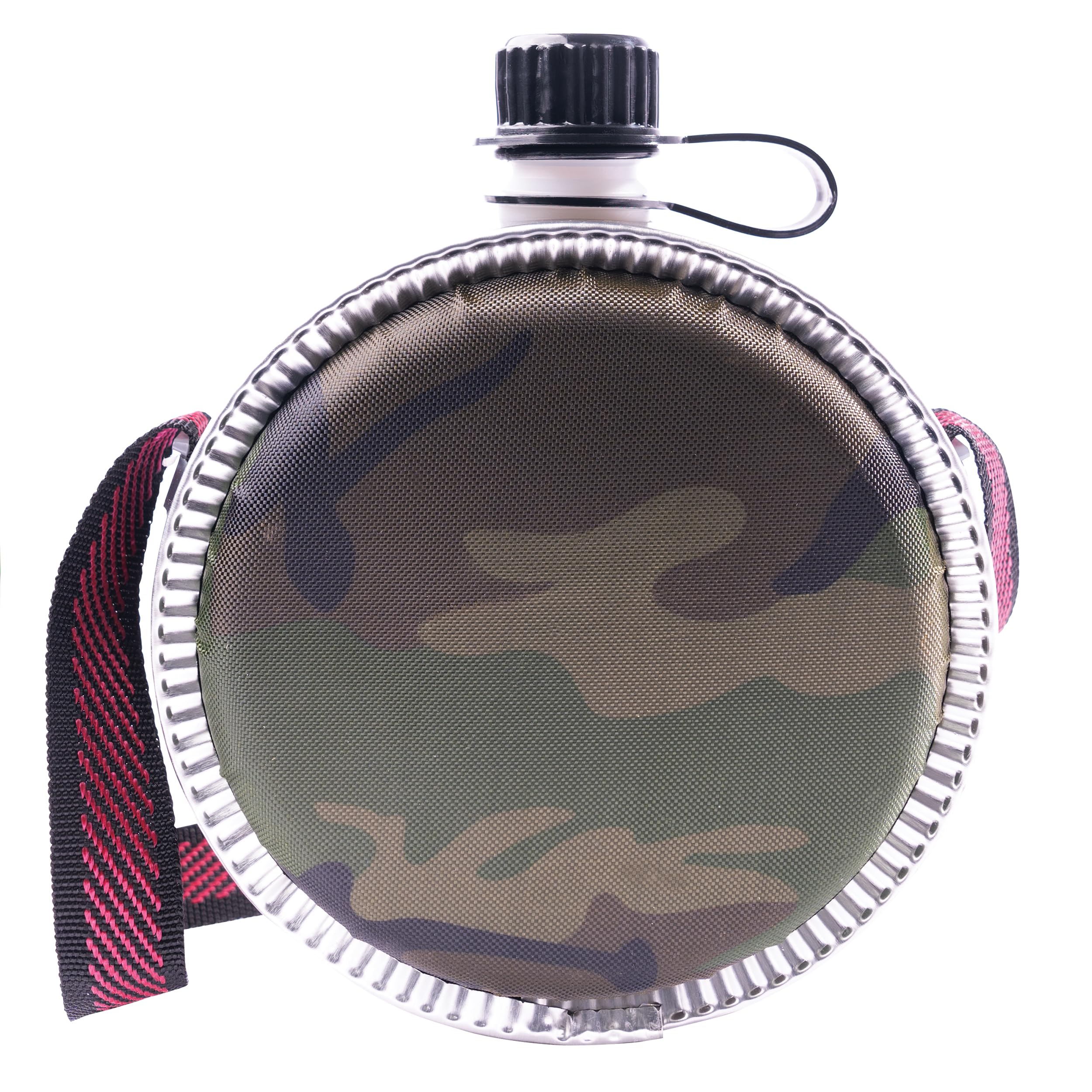 Photo 1 of Rothco Woodland Camo Mini Desert Canteen – Outdoor Water Hydration – 25 OZ Capacity