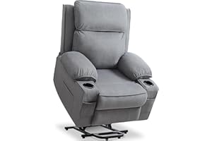 Susalt Lift Chair, Power Lift Recliner for Elderly/Post-Surgery Recovery, Electric Lift Reclining Chair with Cup Holder, 90°- 155°Adjustable Backrest Fabric Recliner,Living Room Lift Chairs, Gray