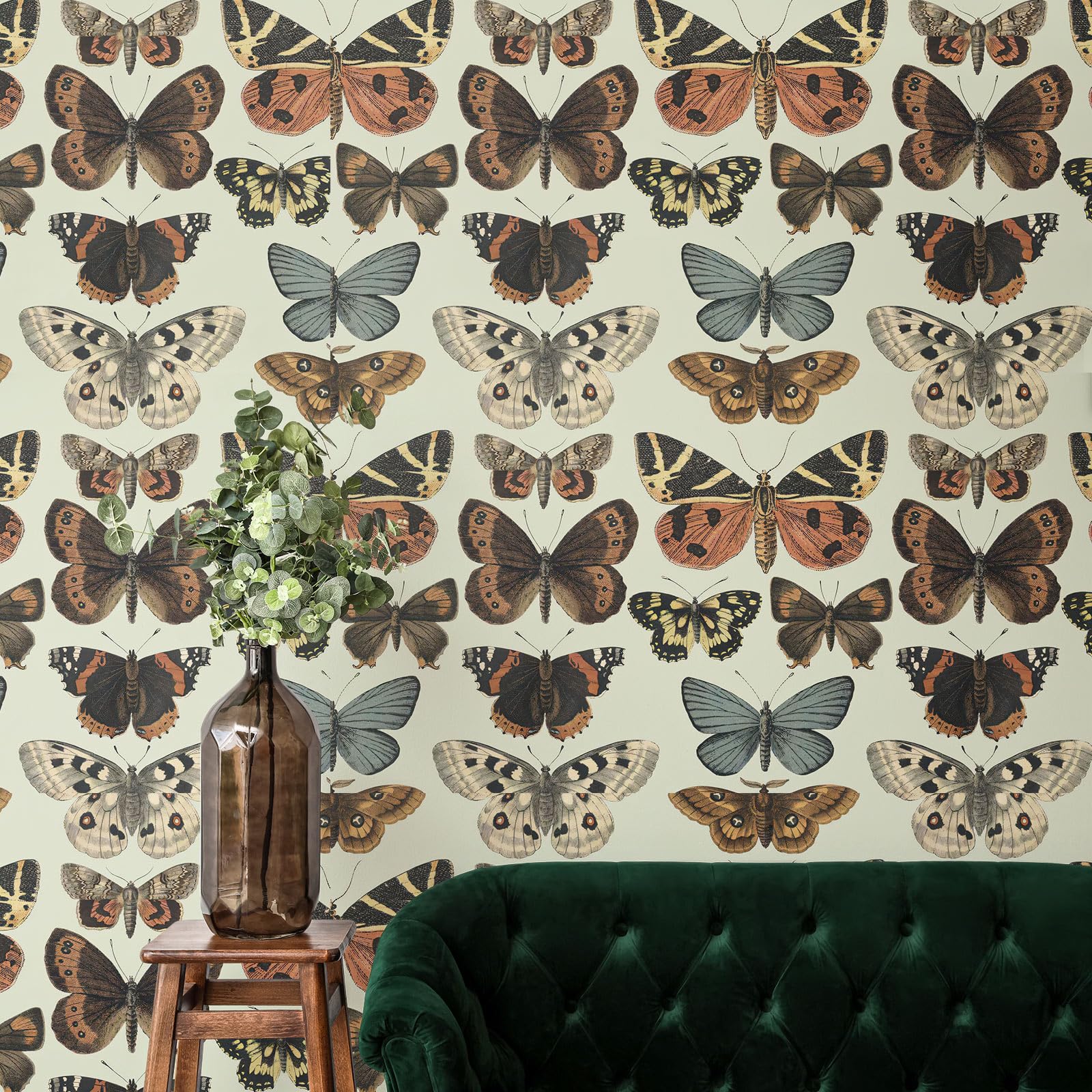 Photo 1 of Affrolling Vintage Butterfly Peel and Stick Wallpaper 15.75"x118" Vintage Butterfly Stick on Contact Paper Boho Vinyl Waterproof Removable Wallpaper for Cabinet Drawer Wall Decor