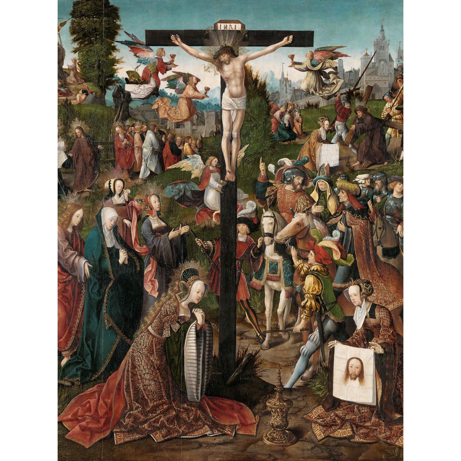 Van Oostsanen The Crucifixion Painting Premium Wall Art Canvas Print 18X24 Inch