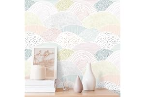 CiCiwind Peel and Stick Wallpaper Colorful Dot Contact Paper Boho Wall Paper Removable Self-Adhesive Kids Room Pink Wallpaper for Cabinets Bedroom Decor Wall Covering Vinyl Rolls 78.7"×15.5"