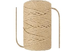 NorthPada 1/4 in (6 mm) X 328 Ft (100 Meters) Natural Sisal Hemp Rope Heavy Duty Thick Twine for Cat Scratcher Post Tree, Garden, Binding, Crafts Packing Material