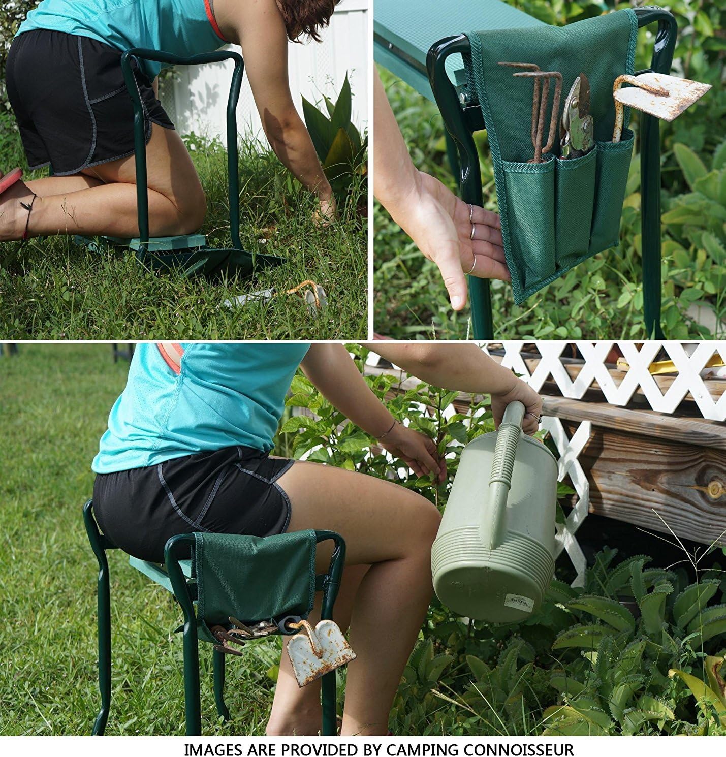 Ohuhu Garden Kneeler and Seat with 2 Tool Pouches, 2-in-1 Foldable Garden Bench Garden Stools, Portable Garden Kneeling Pad: Garden & Outdoor