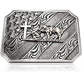 LYTOPTOP Western Cowboy Belt Buckle - Cross Running Horse Rodeo Texas Star Design