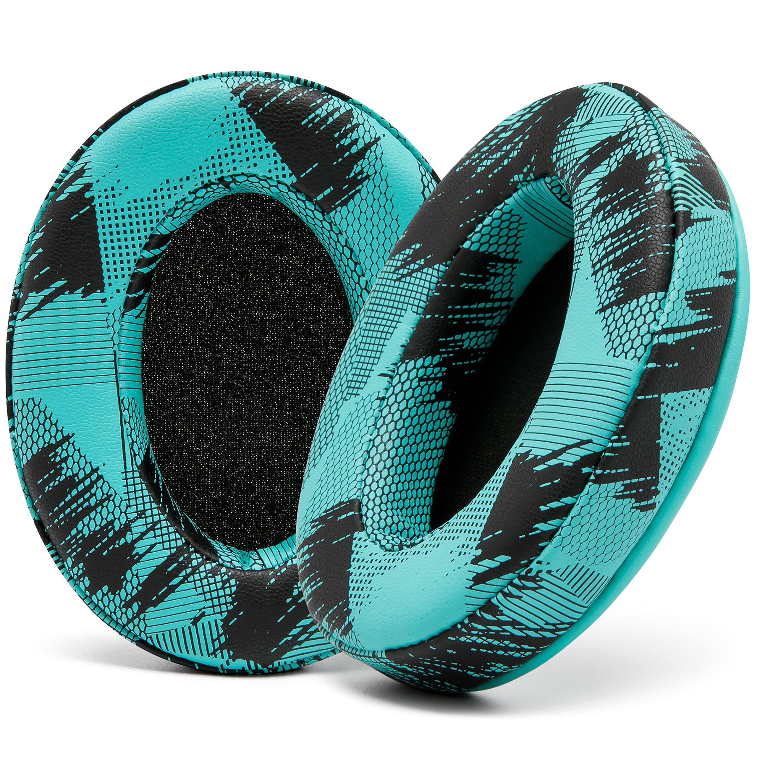 WC PadZ - The Ultimate Upgraded Earpads by Wicked Cushions - Compatible With Audio Technica, HyperX, SteelSeries Arctis & More - Extra Thick - Bigger Opening - Softer Memory Foam | SpeedRacer Cyan