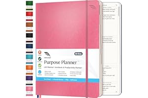 Roterunner Purpose Planner Notebook B5 7.5”x9.8” Undated Planner 2025 Daily Weekly and Monthly Productivity Goal Setting Tool for Work Home ADHD Planner for Adults Self Care Journal (Pink Softcover)