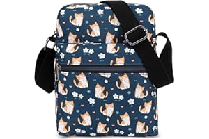 Leaper Cute Cat Messenger Bag Small Canvas Crossbody Bag and Purse Set for Girls Women (SD15-Dark Blue)