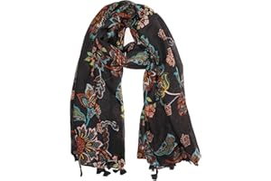 YOUR SMILE Large Boho Scarf for Women Lightweight Floral Printed Scarves Fall Winter Fashion Fringed Shawl wraps