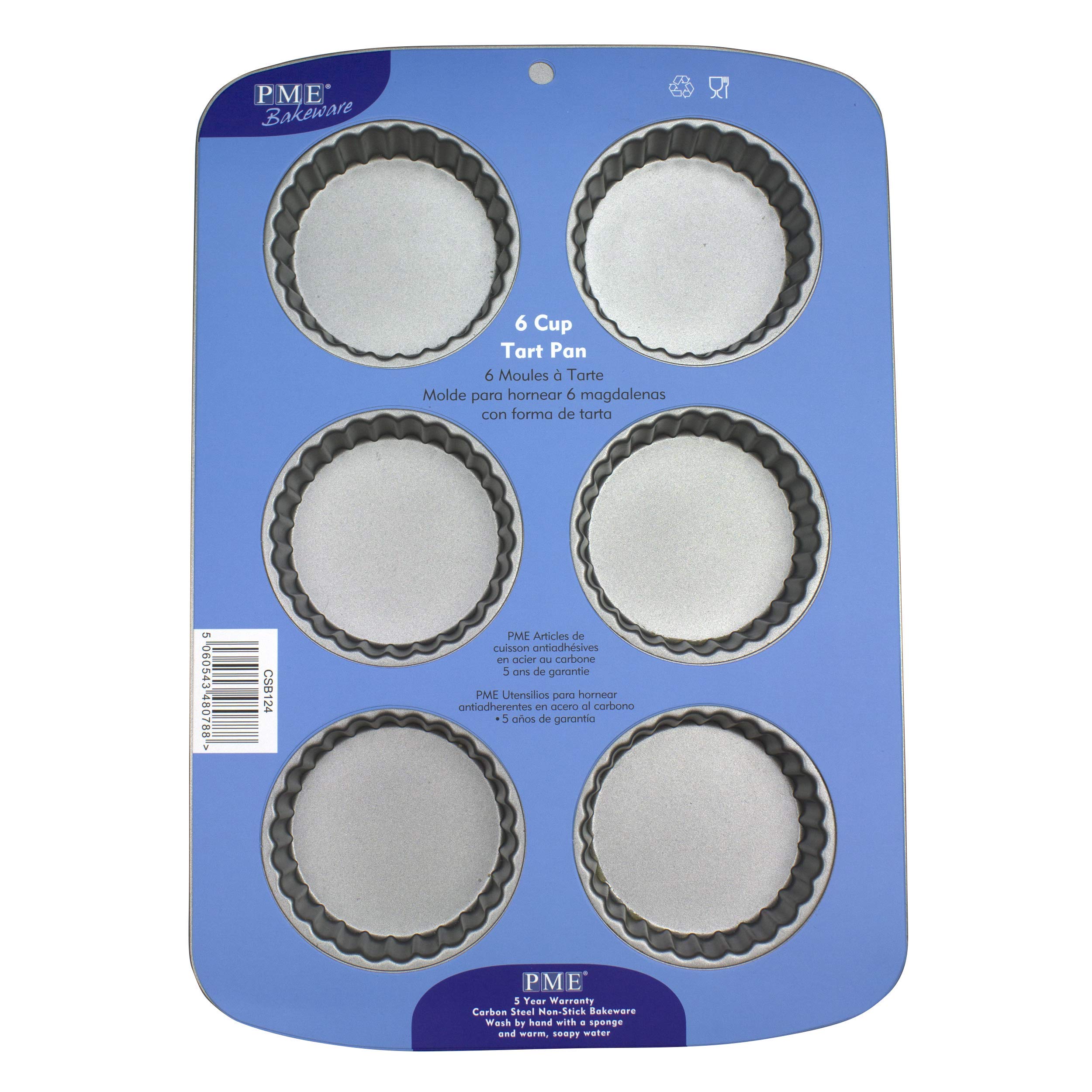 PME Non Stick 6 Cup Tart Pan, Carbon Steel