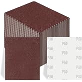 100 PCS 1/4 Sheet Sandpaper for Palm Sander 4.5" x 5.5" Sandpaper Sheets 80 Grit Hook and Loop Sandpaper Aluminum Oxide 1/4 Sandpaper Sheets Sanding Blocks for Metal, Woodworking (80 Grit)
