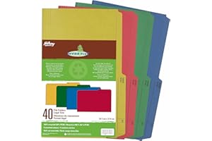 Hilroy 65000 Enviro-Plus Colored Recycled File Folders, Legal Size, 9x14-7/8-Inch, 9.5 Point, Pack of 40, Assorted Colors