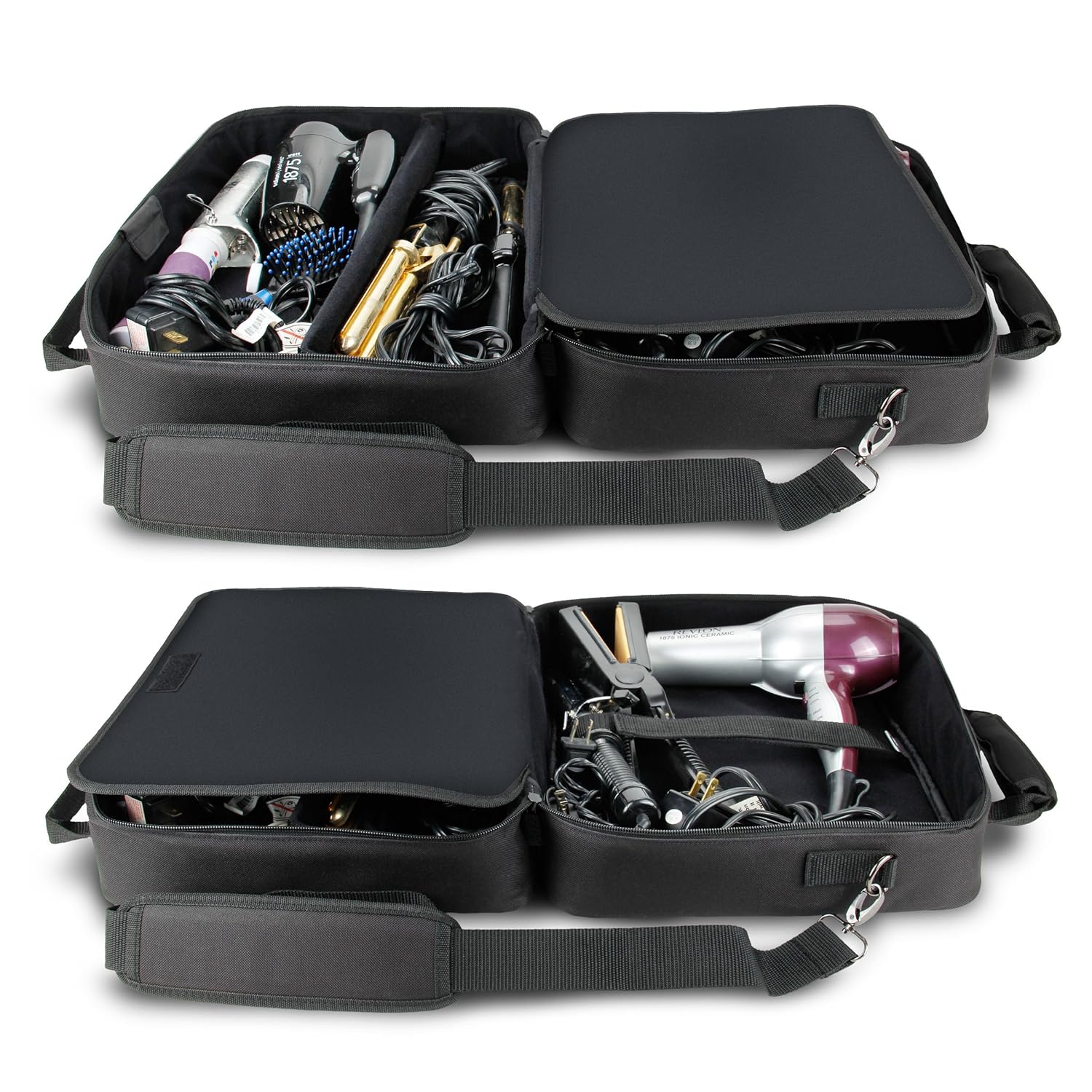 USA Gear Cosmetology Supplies Bag Professional Travel Barber Bag - Customizable Interior with 2 Sections, Accessory Pockets - Organize Hair Salon Equipment Blow Dryer, Curling Irons, Brushes : Beauty
