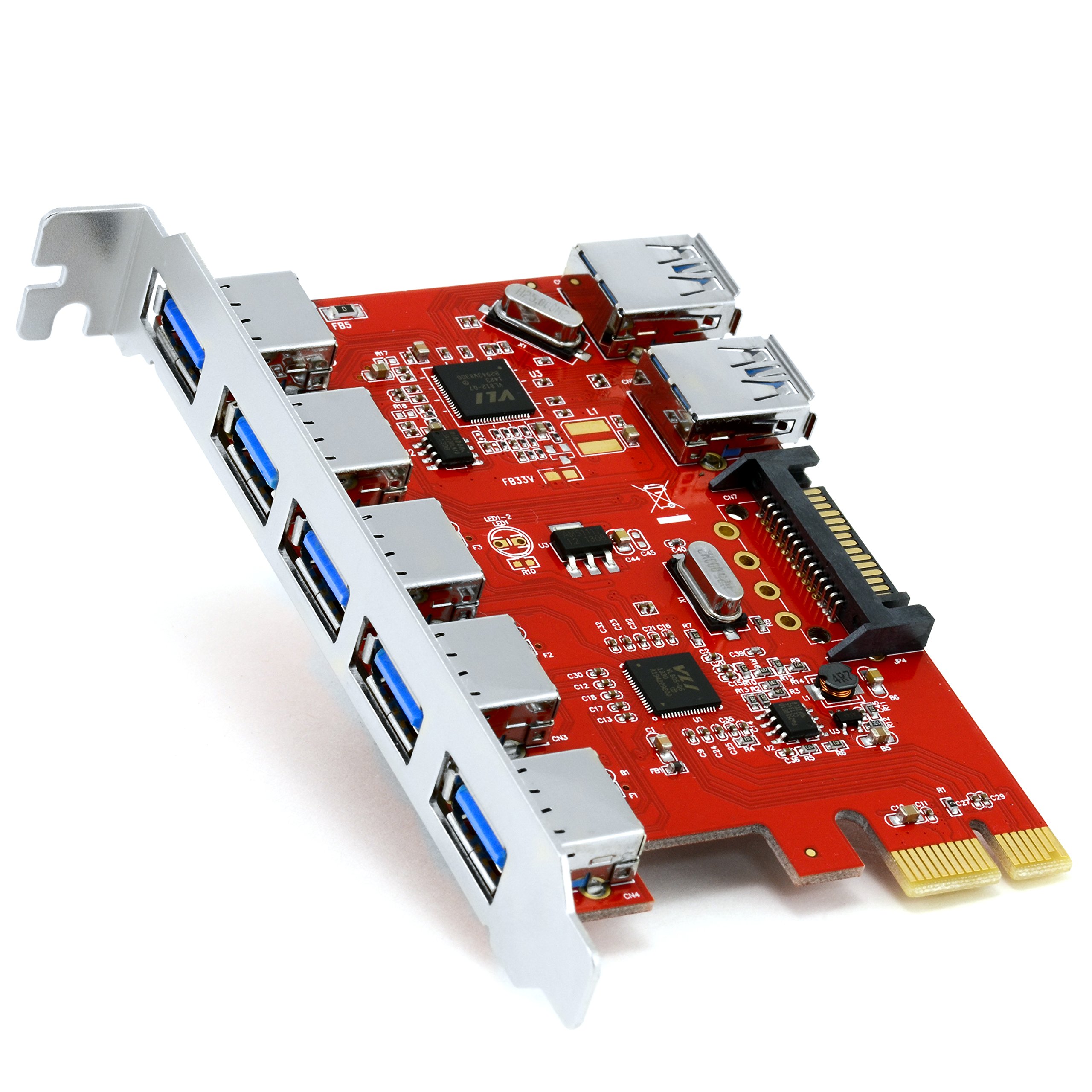 CSL 7 Port USB 3.0 PCI Express PCIe Controller 5x External Ports 2