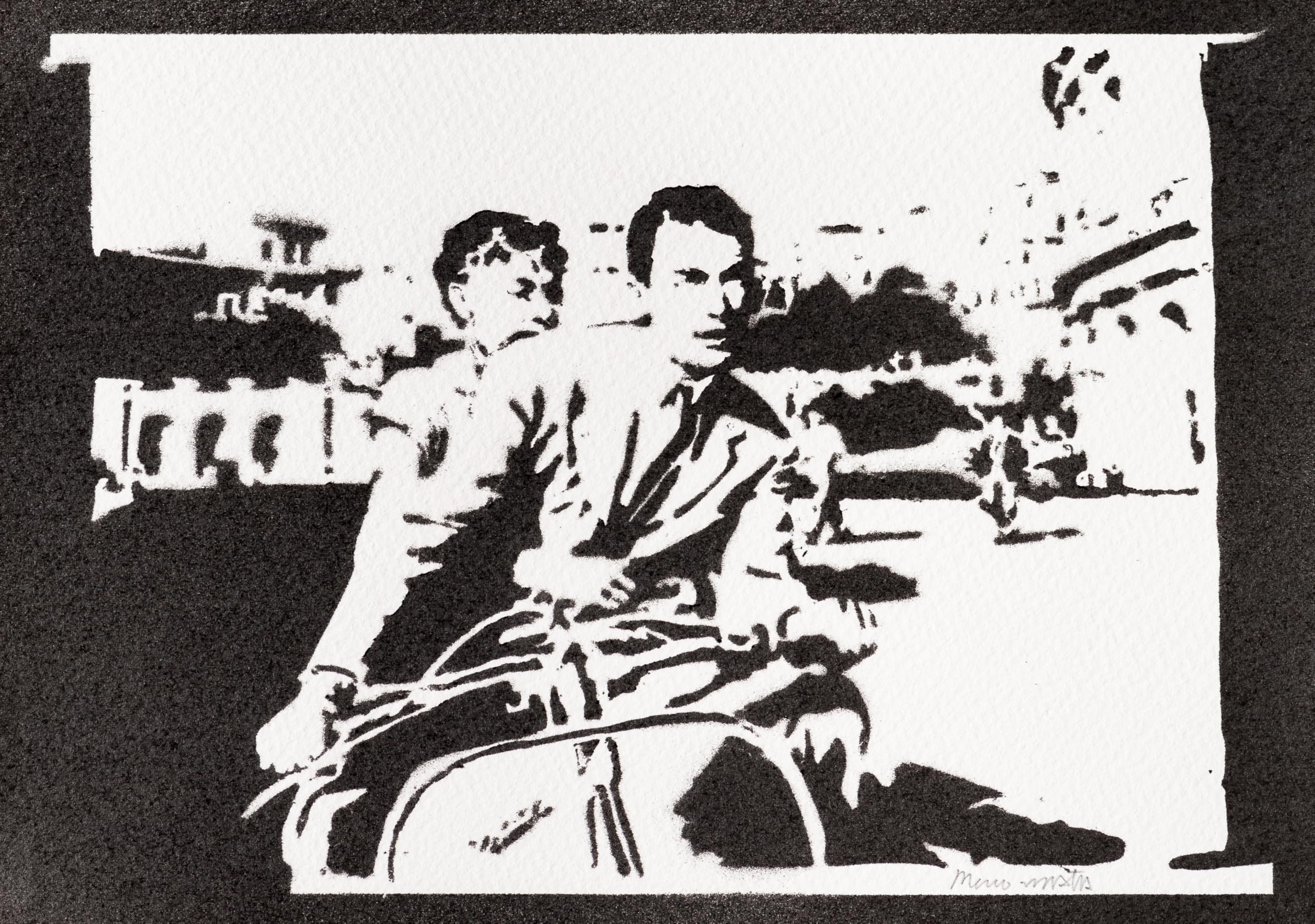 moreno-mata Real Handmade Graffiti Roman Holiday Cary and Audrey Films Poster Room Decor Home Wall Art Decoration Bedroom Gifts for Men and Women