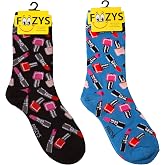 Foozys Women&rsquo;s Crew Socks | Lipstick &amp; Nail Polish Style Novelty Socks | 2 Pair