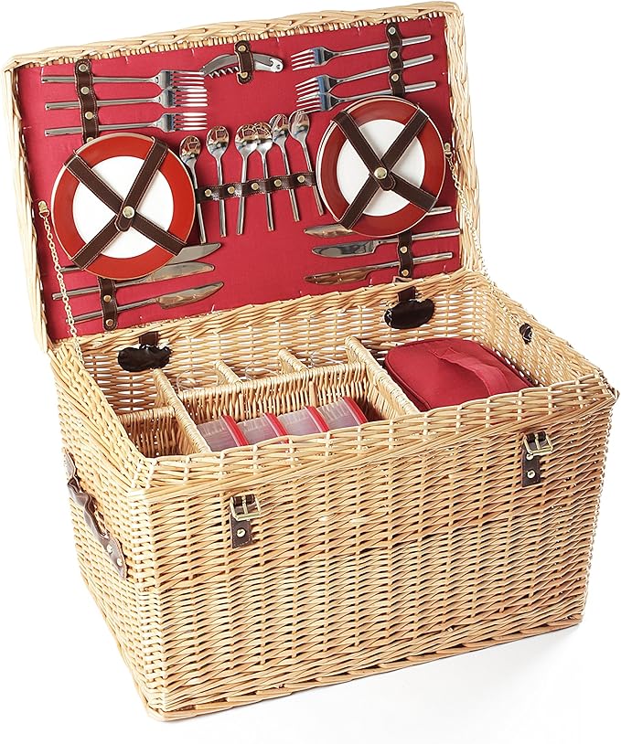 Greenfield Collection Goodwood Cesta de Picnic en Mimbre, para 6