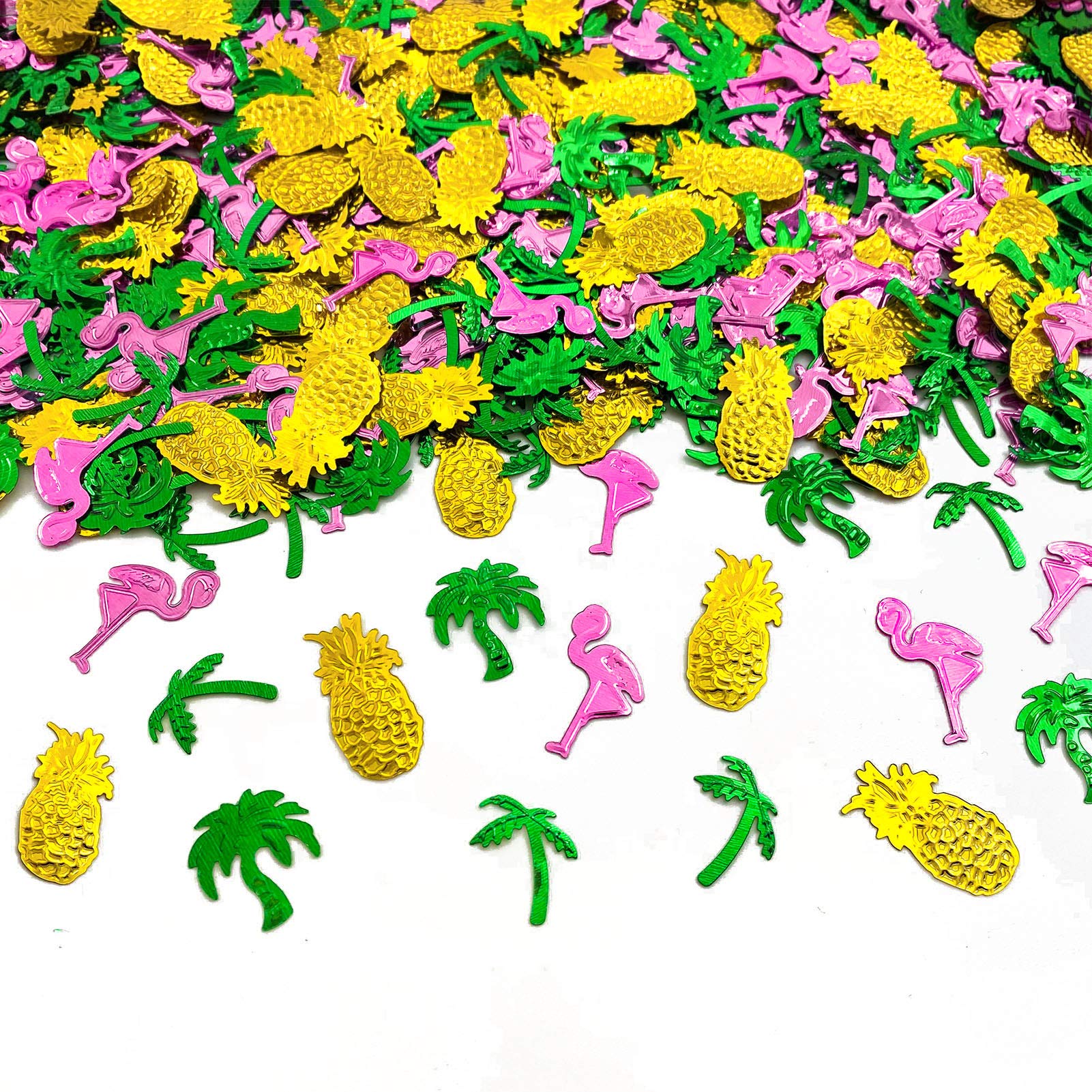 SmartSF Hawaiian Flamingo Party Confetti | Metallic Foil, PVC, 45g, 1500pcs, Tropical, Hawaii, Party, Birthday, Baby Shower, Wedding