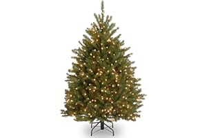 National Tree Company 4 ft Pre-Lit Dunhill Fir Mini Artificial Christmas Tree, 200 Clear Lights, 559 Tips, Includes Stand, Green