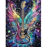 Kaliosy 5D Diamond Art Kits for Adults Guitar by Number Kits, Diamond Painting Art Musical Instruments DIY Full Drill Crystal Craft Cross Stitch Embroidery Decoration (12x16 inch) 30x40 cm