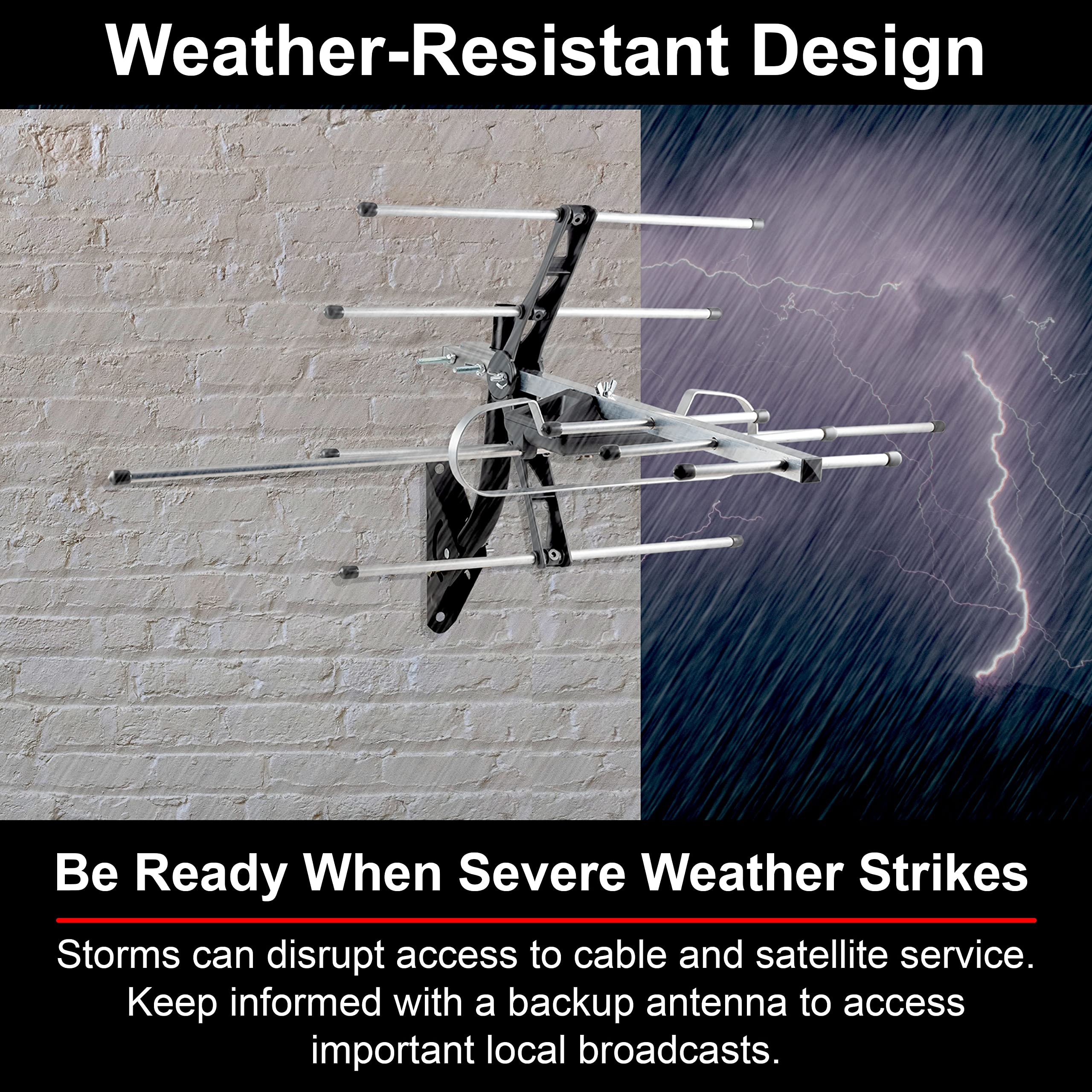 UltraPro Outdoor HD Digital, Long Range Smart TV Antenna, Supports 4K 1080P HD VHF UHF, J Mount Included for Attic or Outdoor, Weather Resistant, 65000