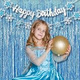 Blue Foil Fringe Curtain 2 Pcs 1x2.5m Party Backdrop view 2