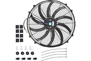GESEXI 16 Inch Slim Fan Push Pull Electric Radiator Cooling Fan Universal High Performance 12V 120W Motor with Fan Mounting Kit (Black)