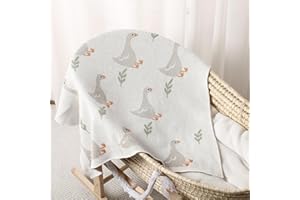 SmoothNovelty Christmas Silly Goose Baby Blanket Cute Boys Girls 100% Knitted Cotton Swaddle Cover Receiving Nursery Baby Shower Goose Gift for Newborn Swaddle Infant Crib Receiving Stroller(White)