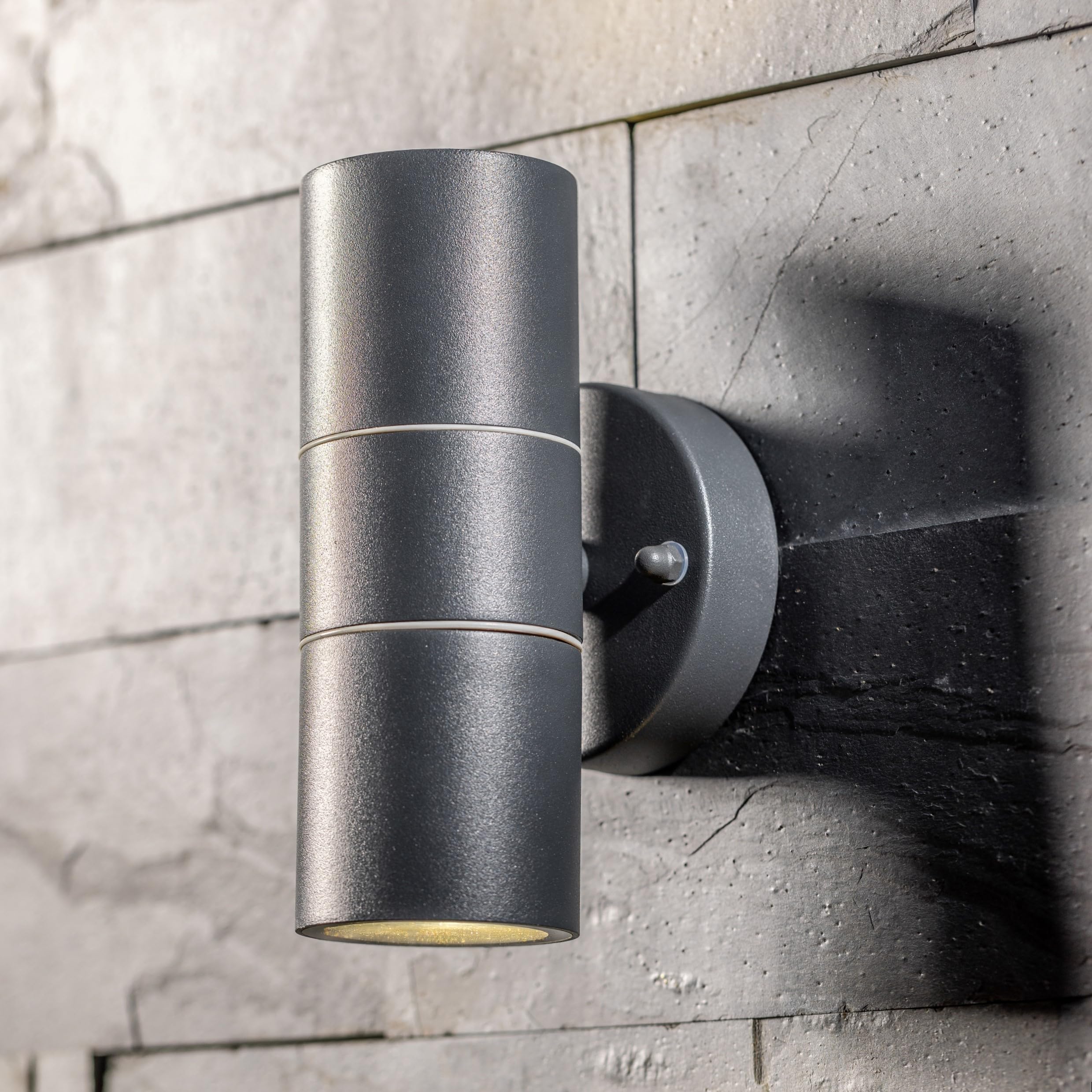 CGC Lighting Outdoor Wall Light Up & Down LED Outside Garden Double Twin Conservatory Porch Patio Garage Shed (Grey)