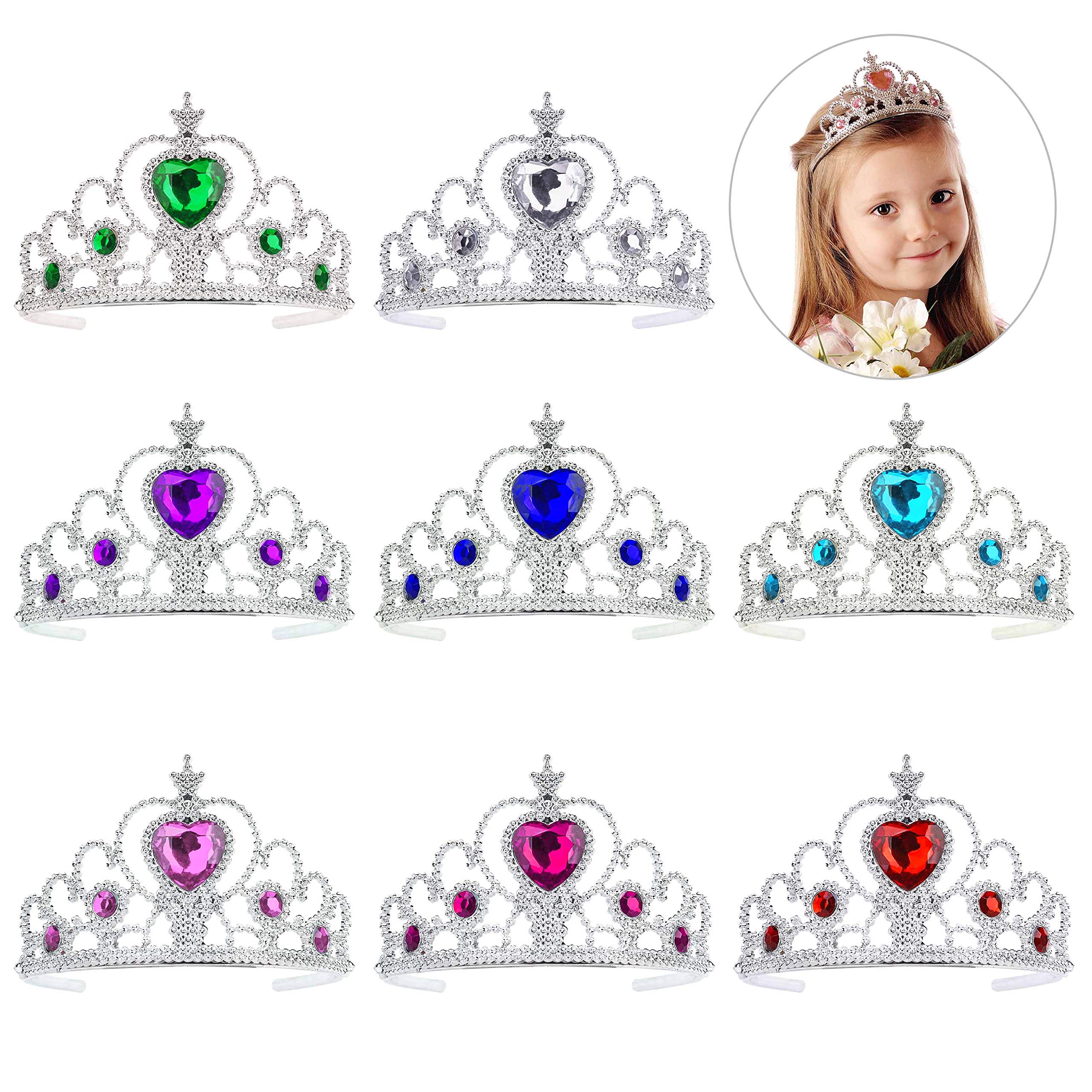 QIMEI-SHOP Princess Crown Set 8 Pieces Princess Tiara Set Dress up Party Accessories for Kids Little Girls Birthday Party Favor